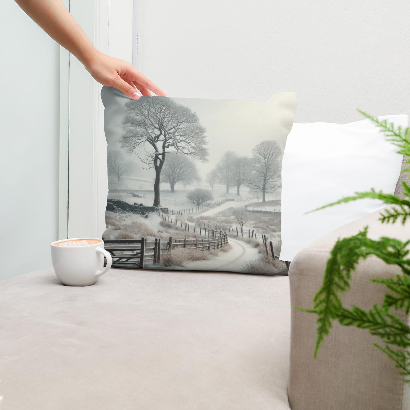 Winter Countryside Cotton Cushion