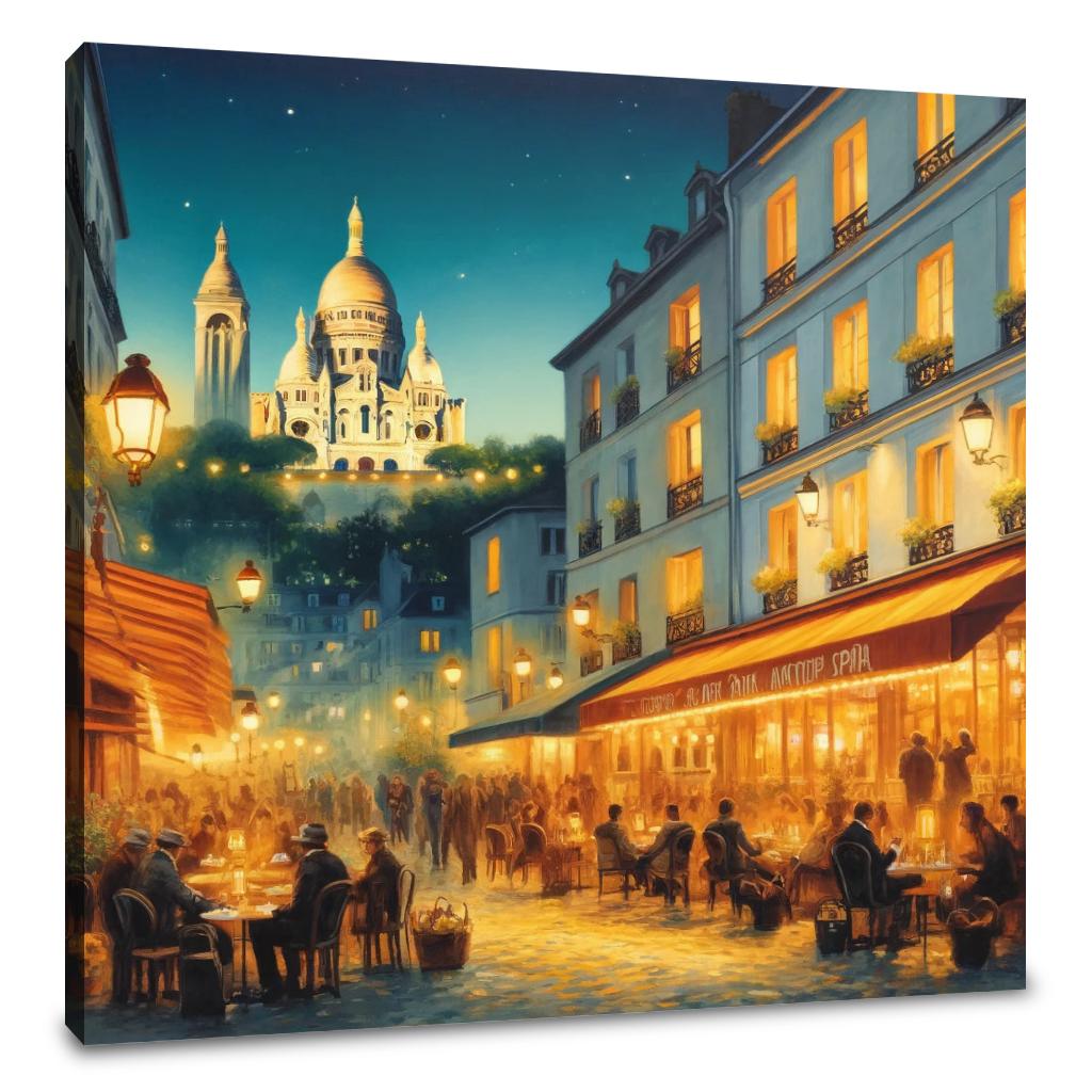 Twilight Over Paris Montmartre Canvas