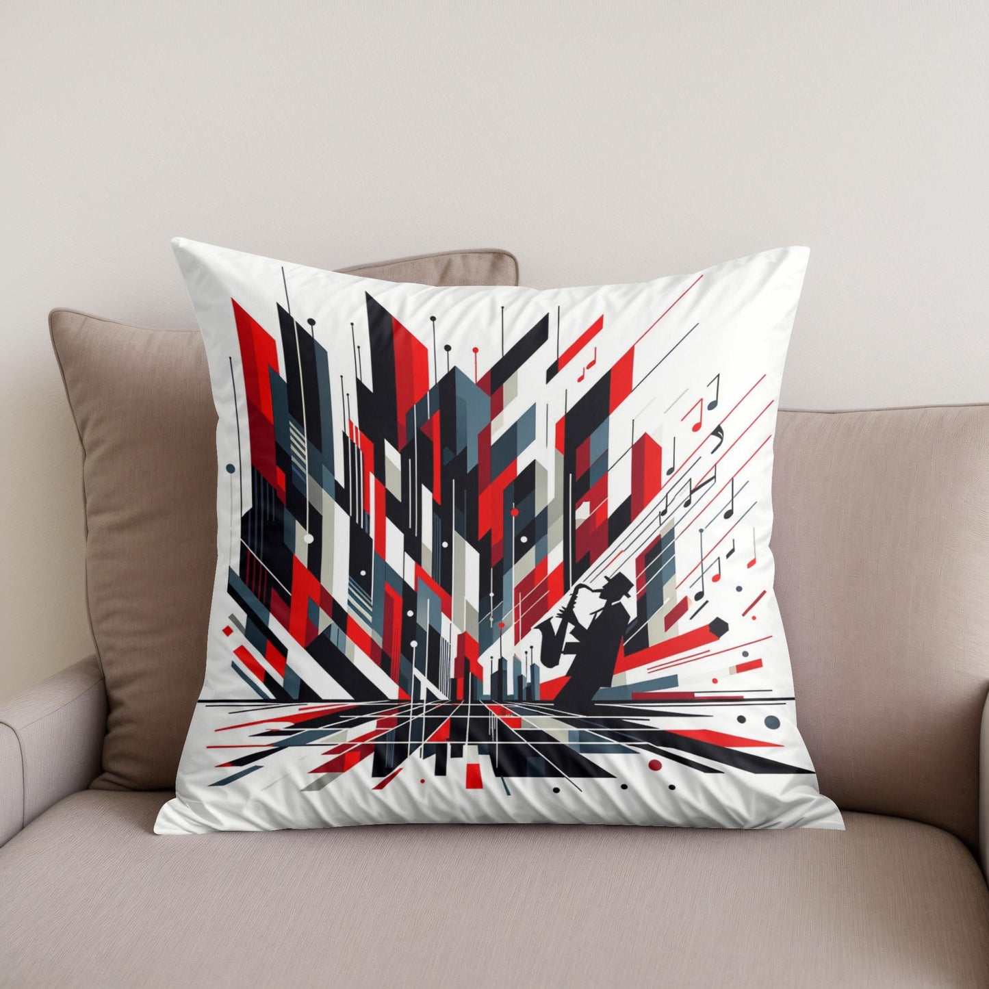 Rhythmic Jazz Geometry Cotton Cushion