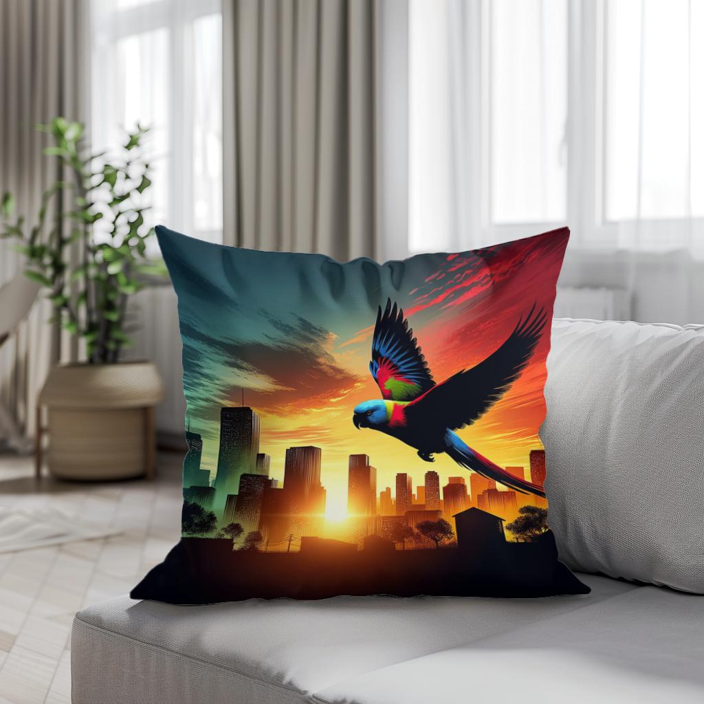 Urban Flight Silhouette Cotton Cushion