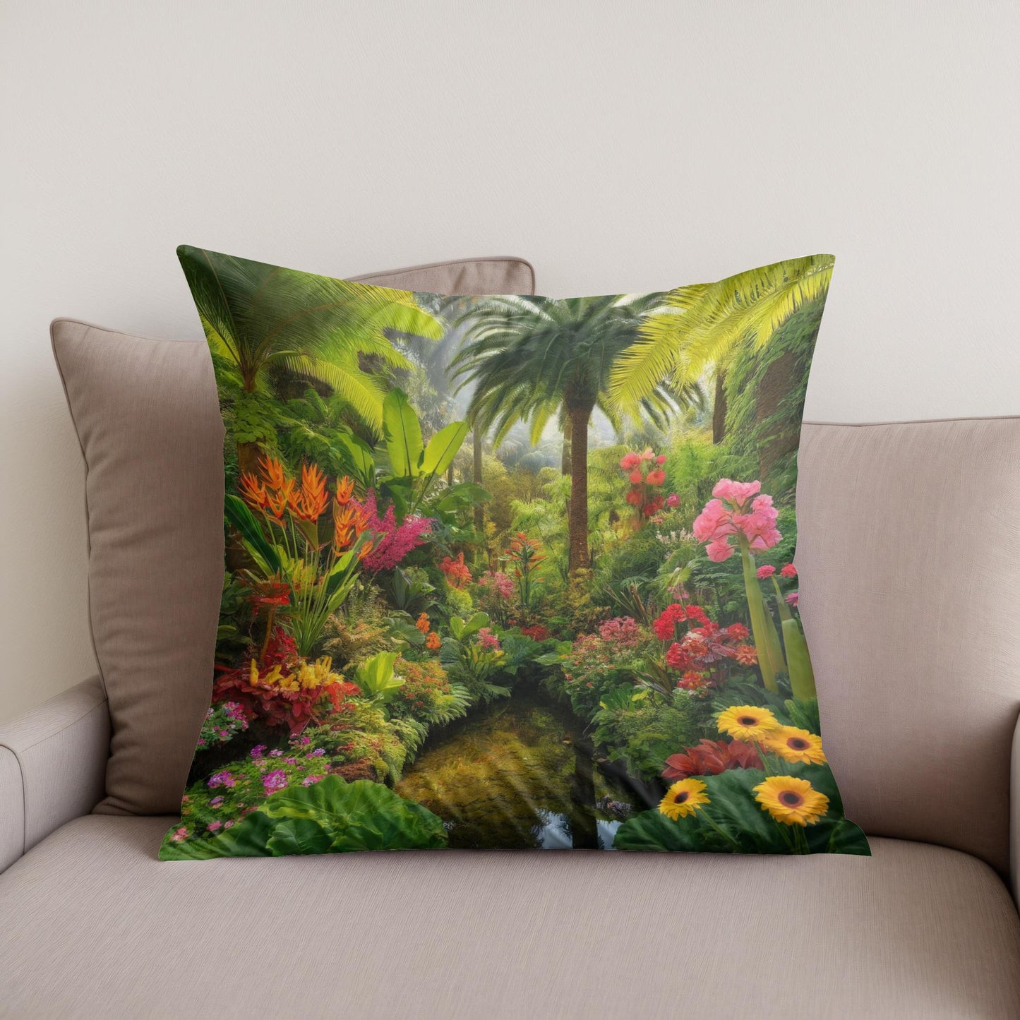 Tropical Garden Oasis Cotton Cushion