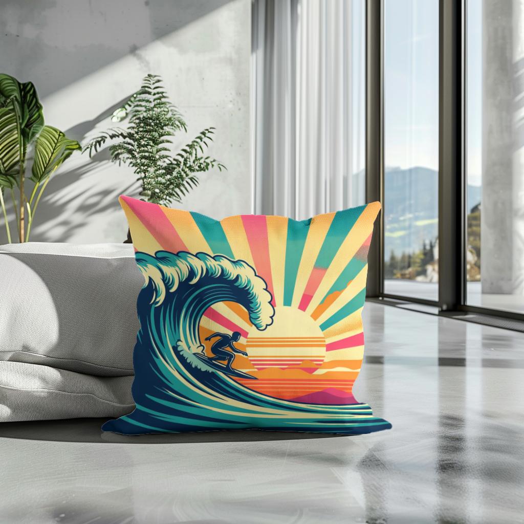 Sunset Surf Spectacle Cotton Cushion