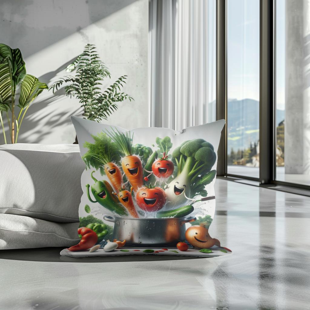 Veggie Splash Kitchen Cotton Cushion