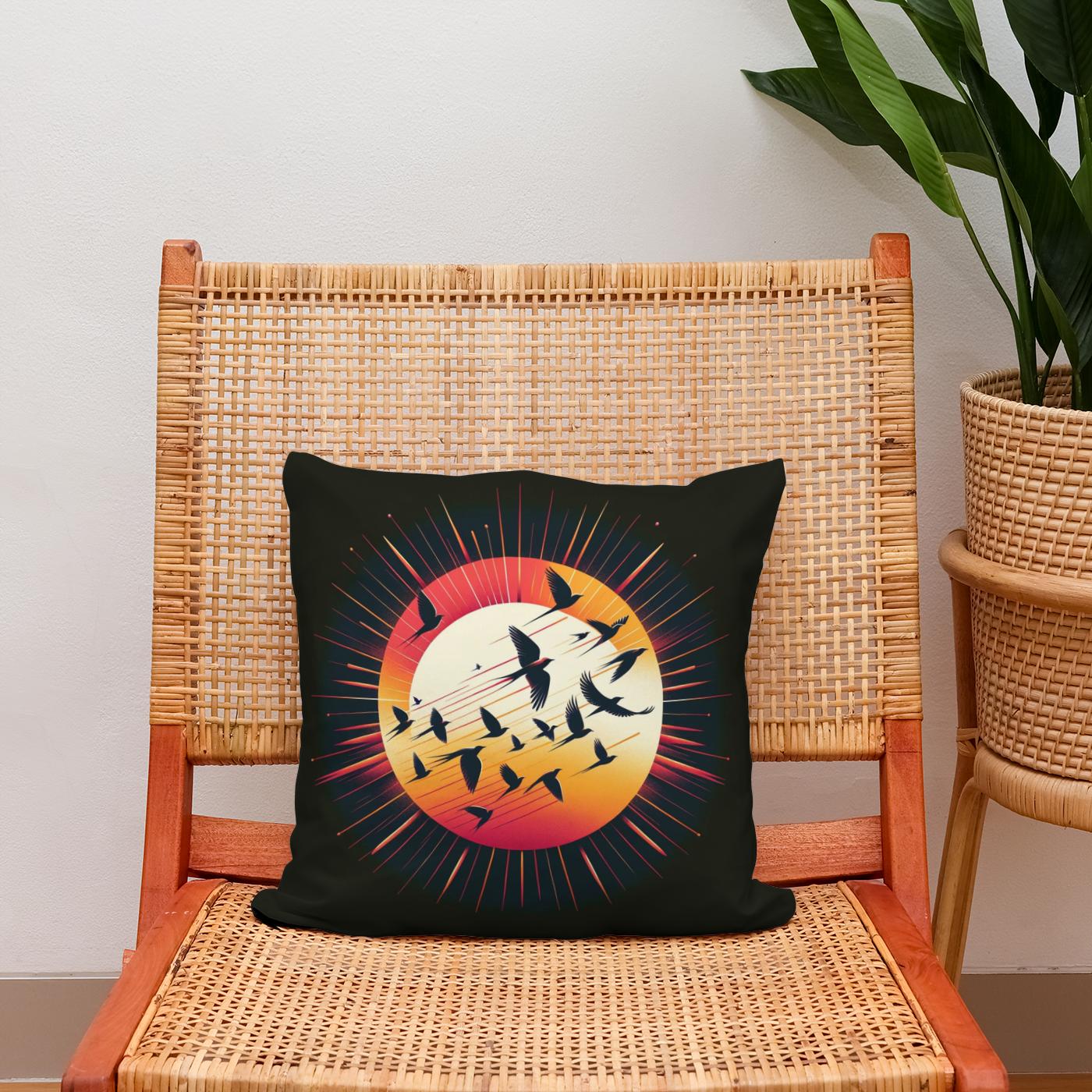 Sunset Avian Symphony Cotton Cushion