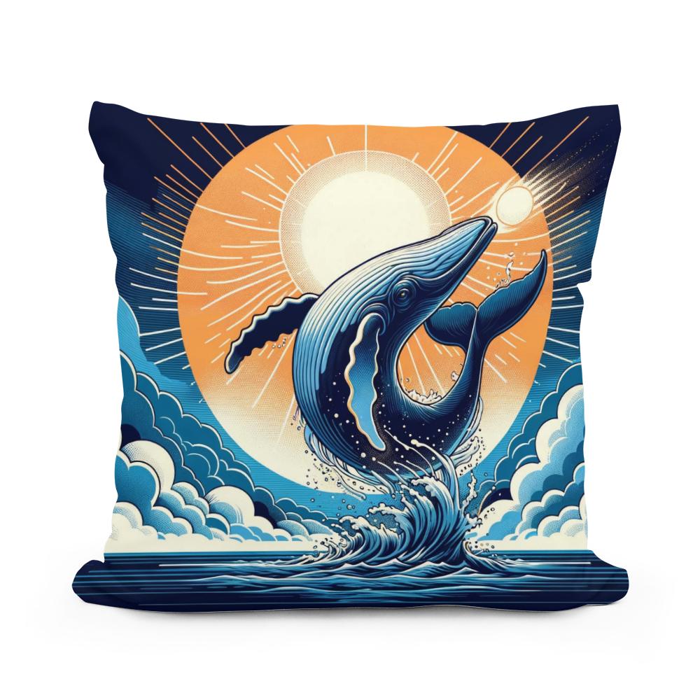 Whale's Cosmic Volley Cotton Cushion