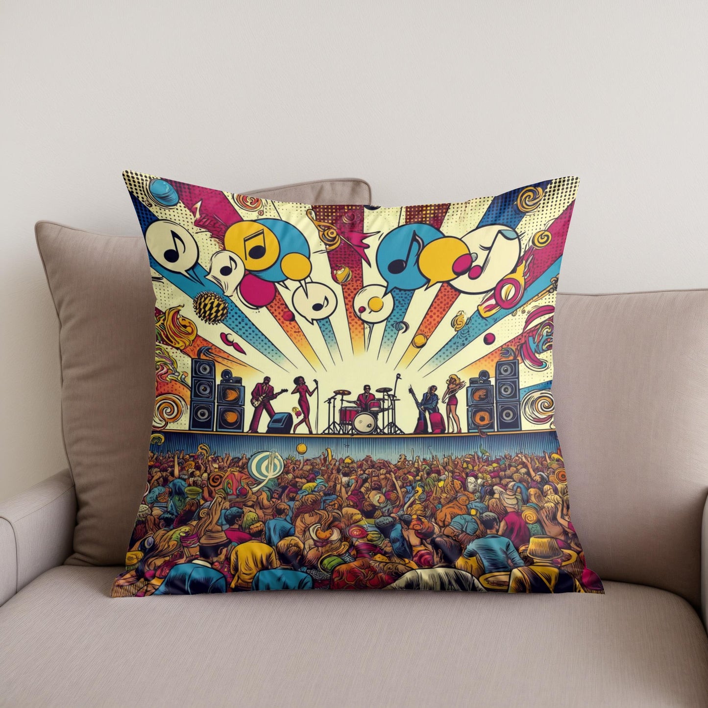 Pop Rhythms Festival Cotton Cushion