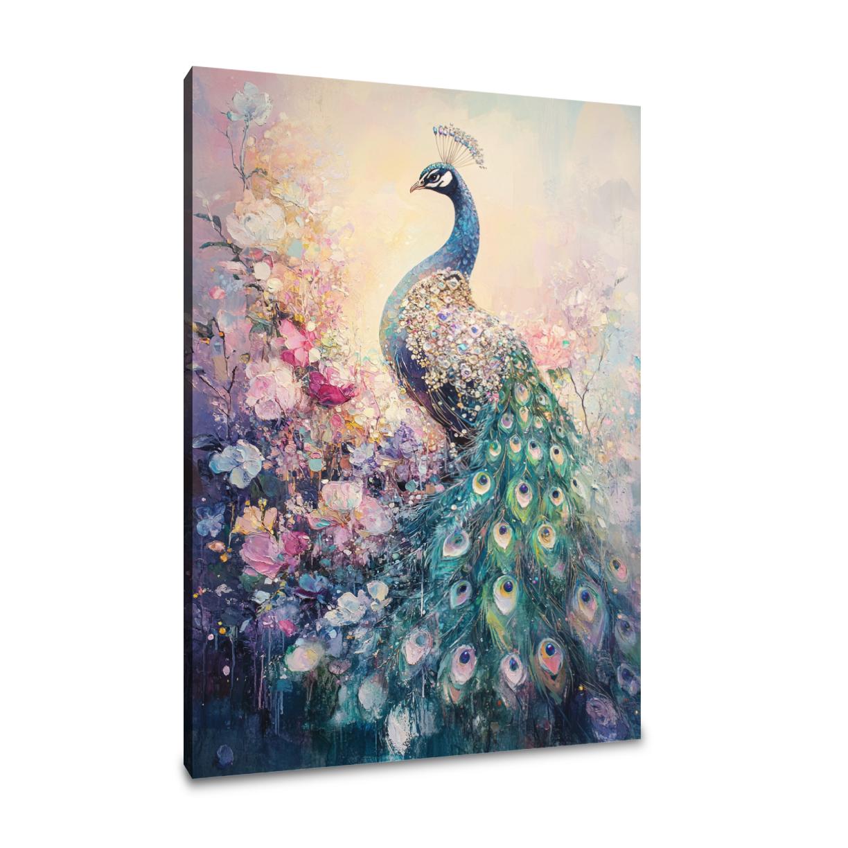 Jewel-Clad Peacock Canvas