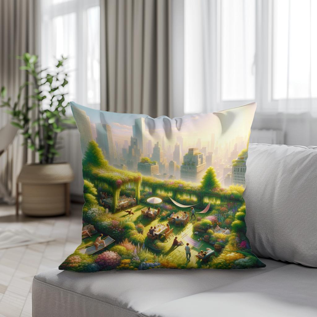 Summer Urban Oasis Cotton Cushion