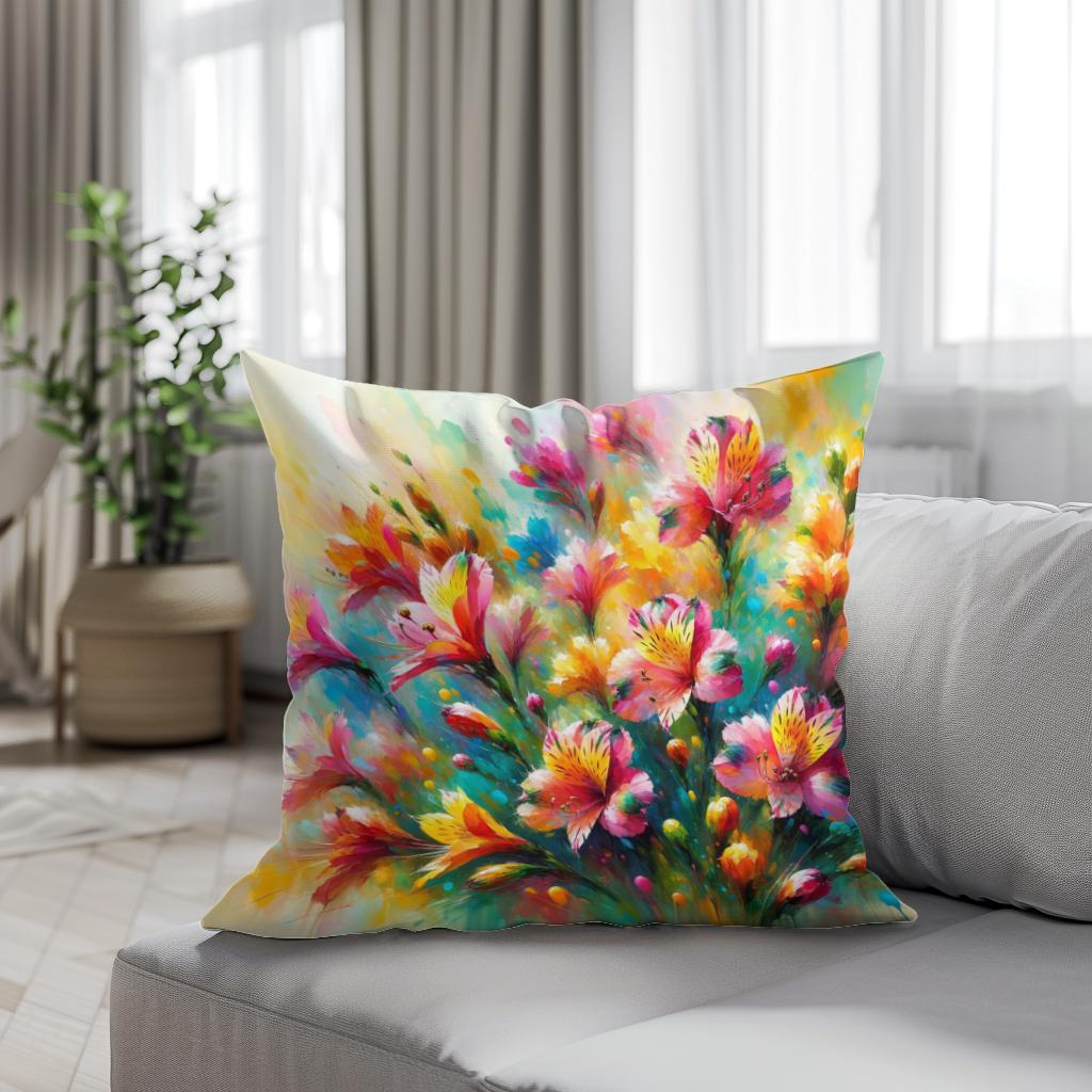 Alstroemeria's Dance Cotton Cushion