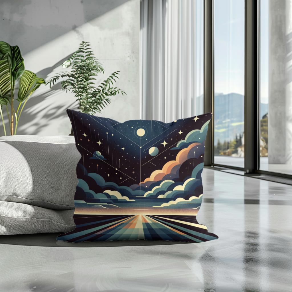 Celestial Harmony: Geometric Night Cotton Cushion