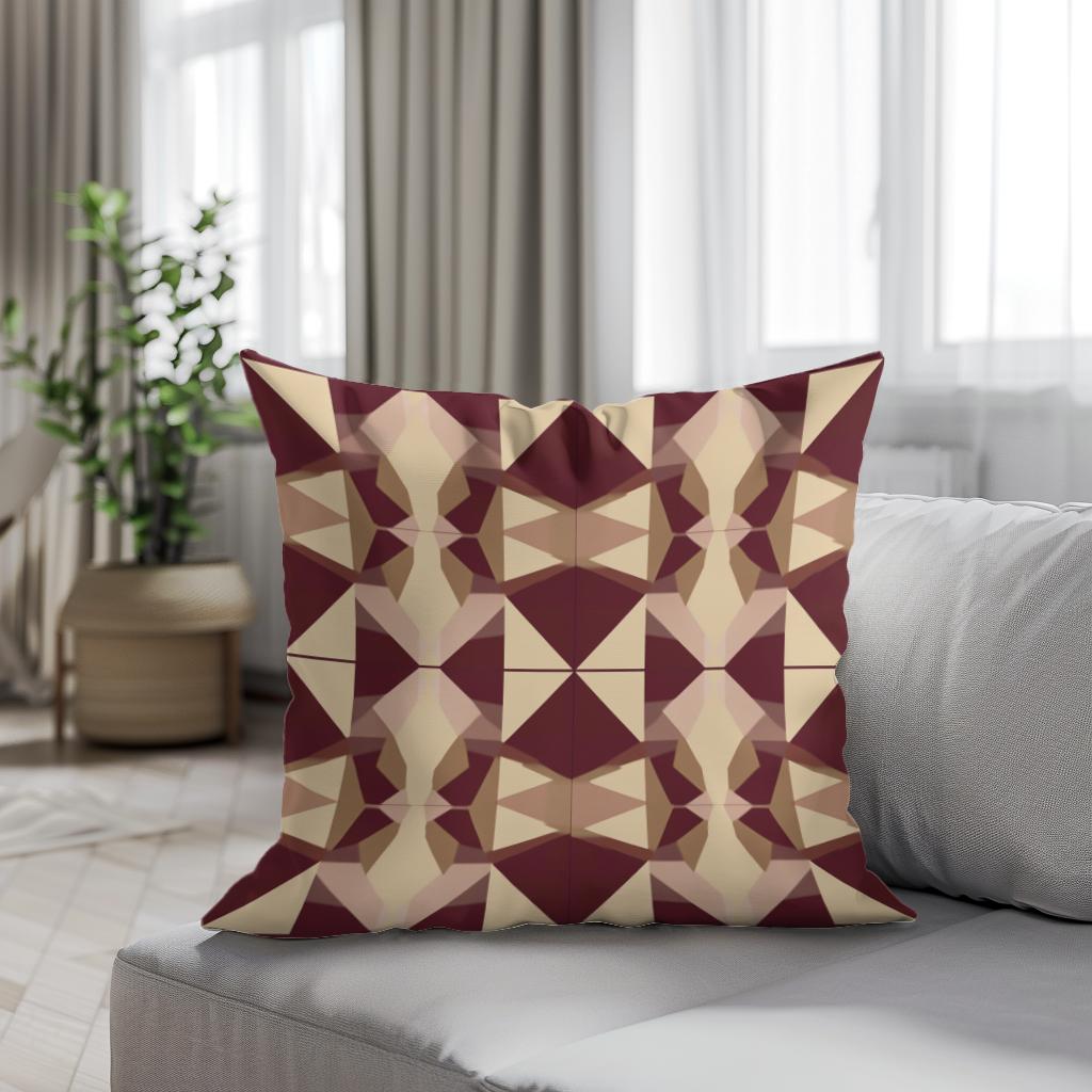 Burgundy Sand Triangles Cotton Cushion