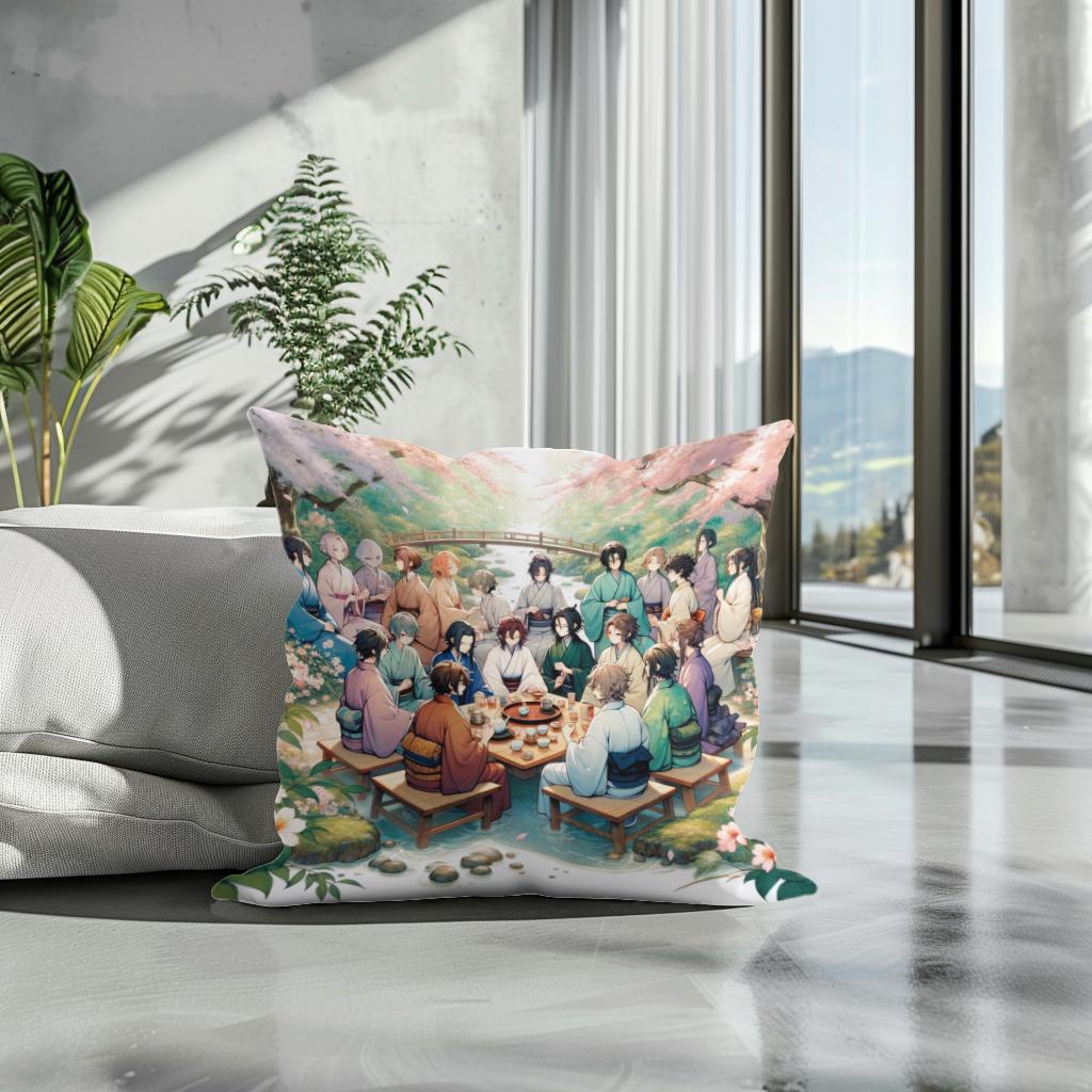 Sakura Garden Tea Party Cotton Cushion