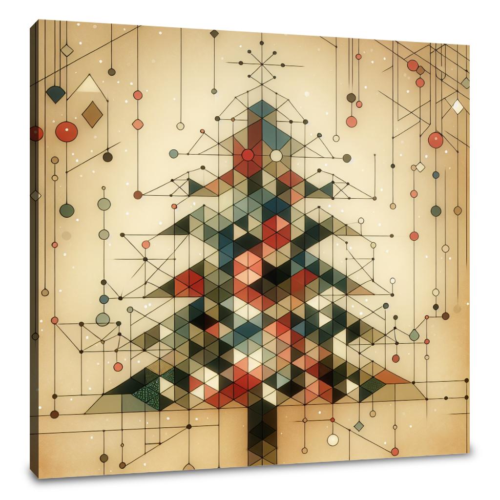 Geometric Festivity Christmas Tree Canvas