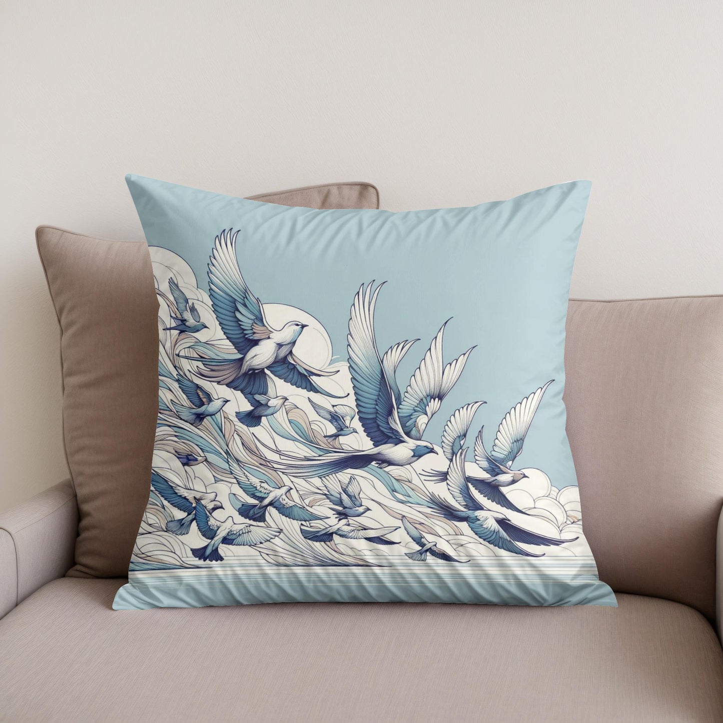 Avian Elegance Cotton Cushion