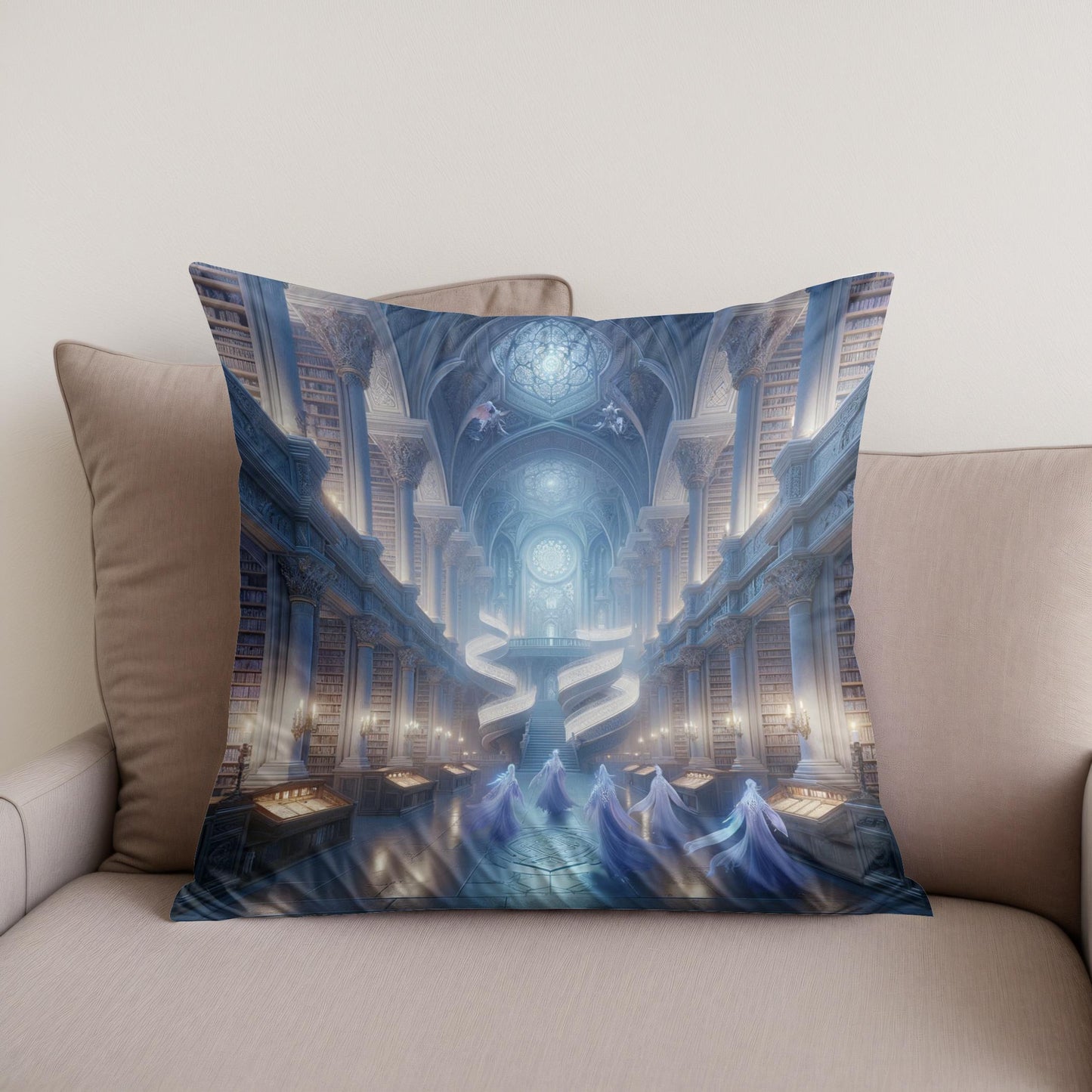 Mystic Elven Library Cotton Cushion