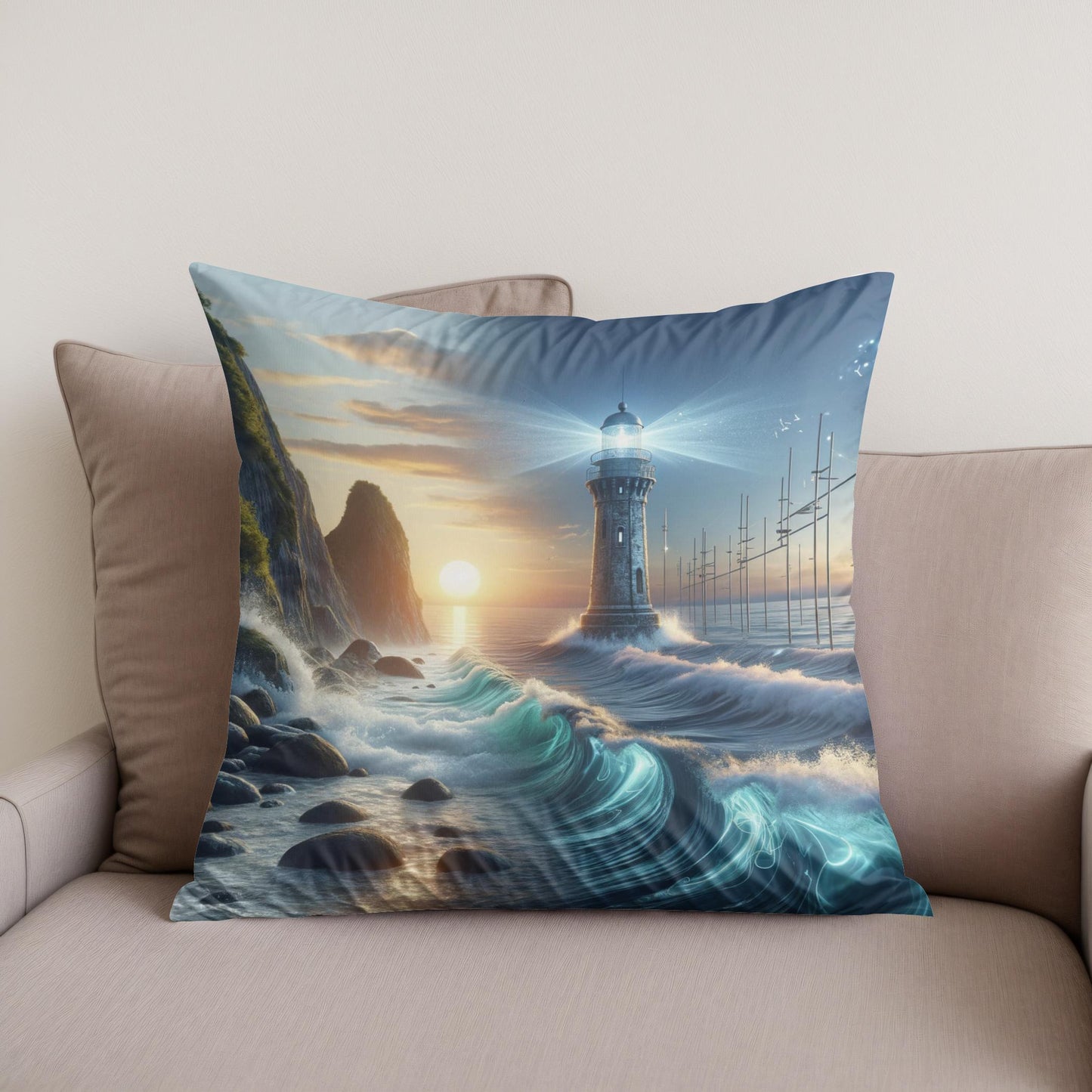 Serenity Shores Beacon Cotton Cushion