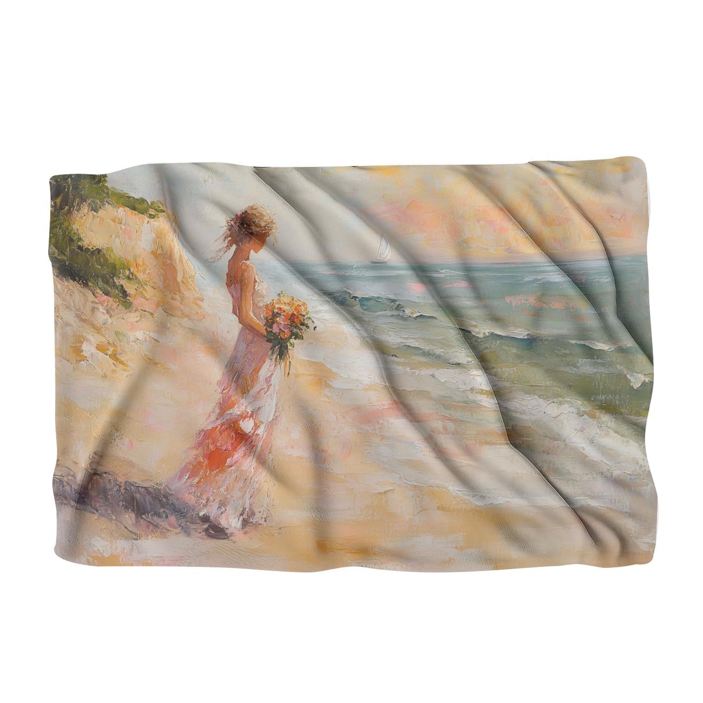 Melancholic Sunrise Shoreline Blanket