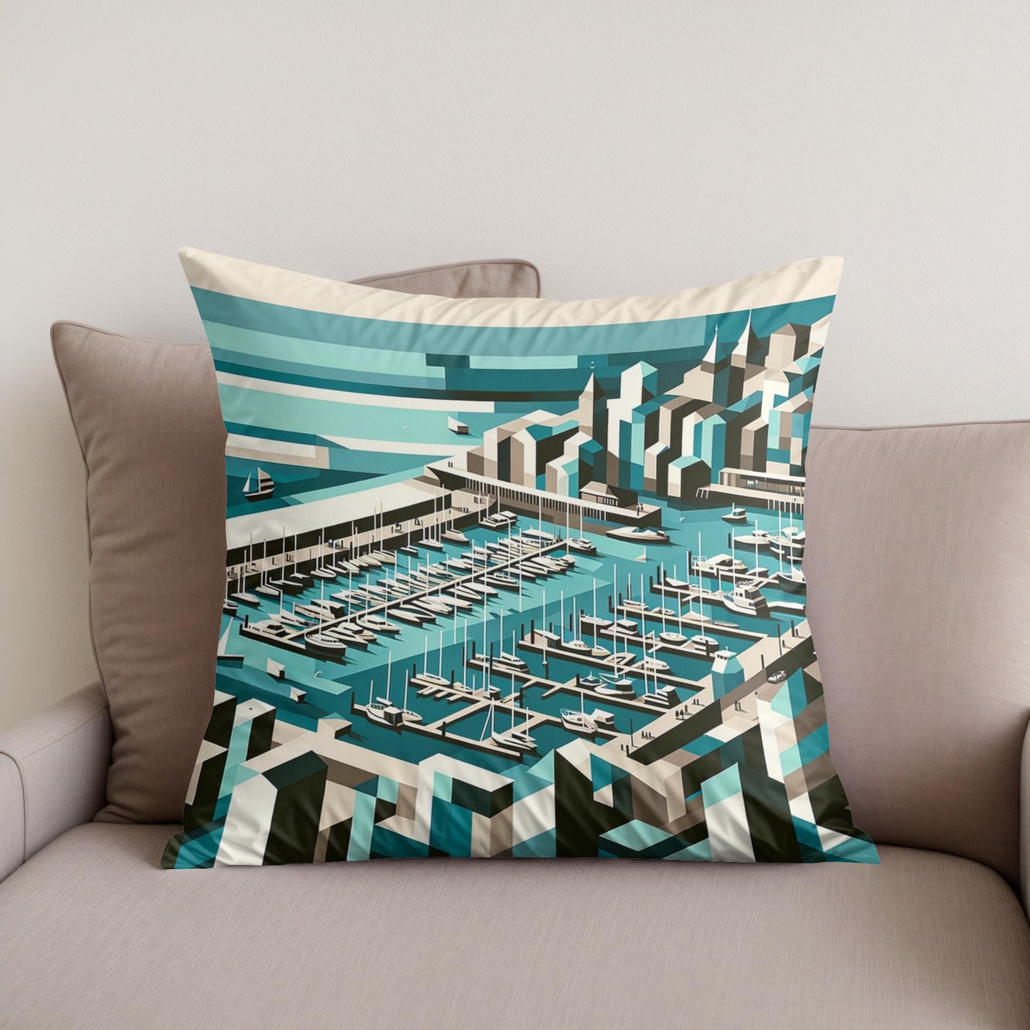 Abstract Brighton Marina Cotton Cushion