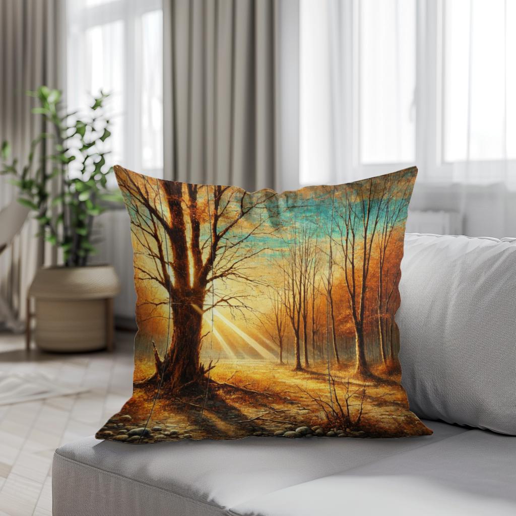 Rustic Autumn Glow Cotton Cushion