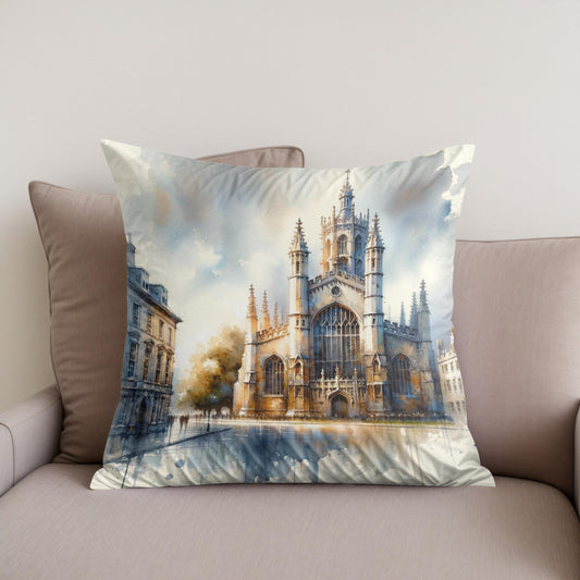 Cambridge St Mary's Watercolor Whisper Cotton Cushion
