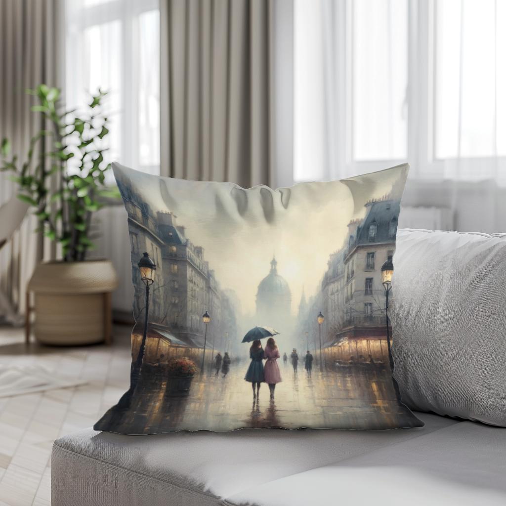 Parisian Spring Rain Cotton Cushion