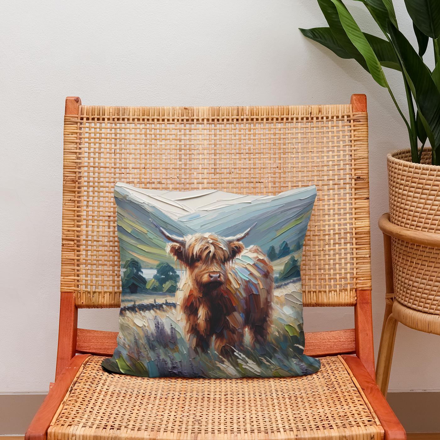 Muted Highland Journey Cotton Cushion