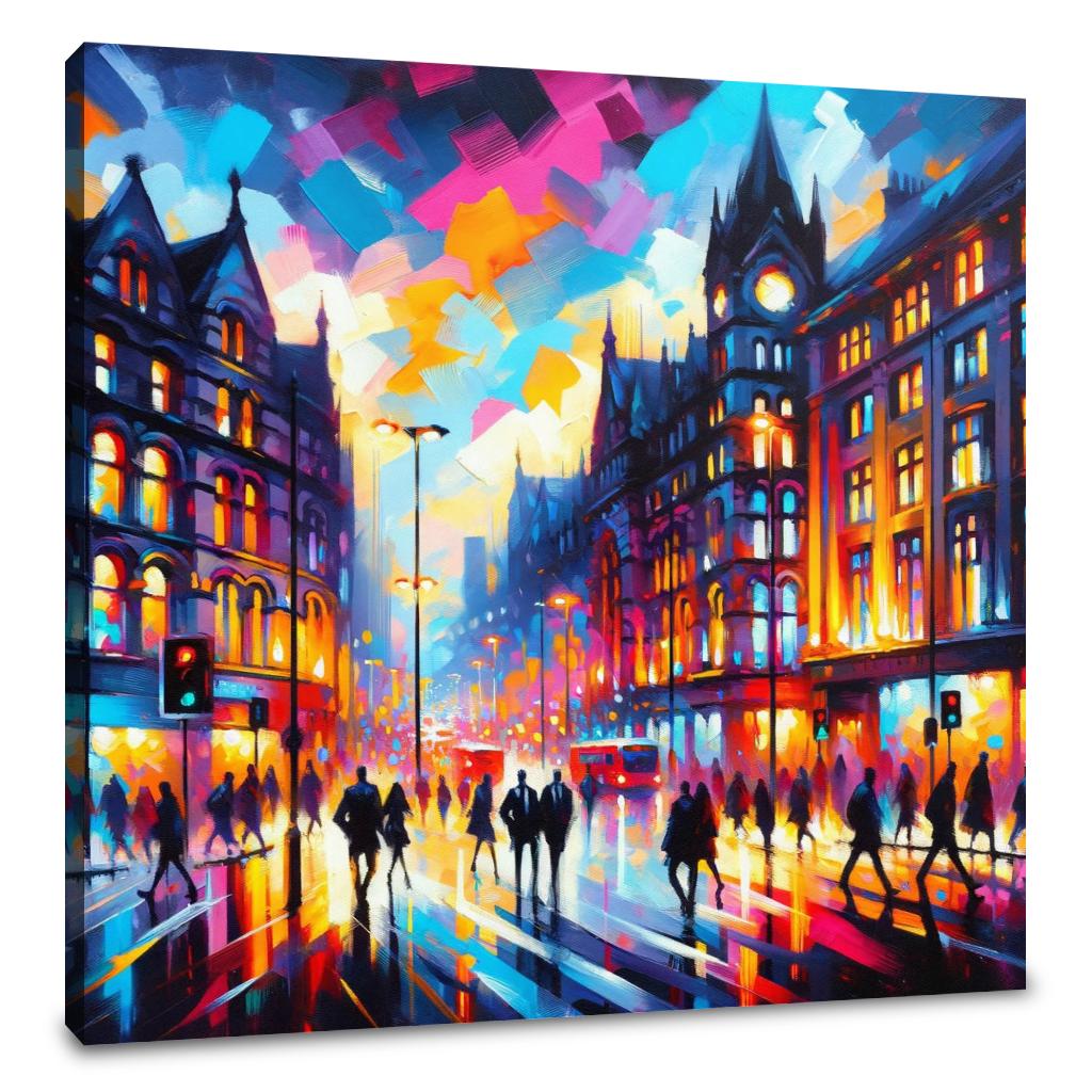 Manchester Oxford Road Twilight Canvas