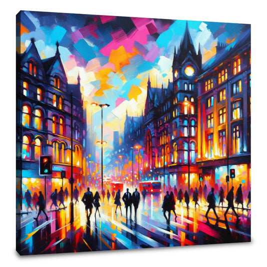 Manchester Oxford Road Twilight Canvas