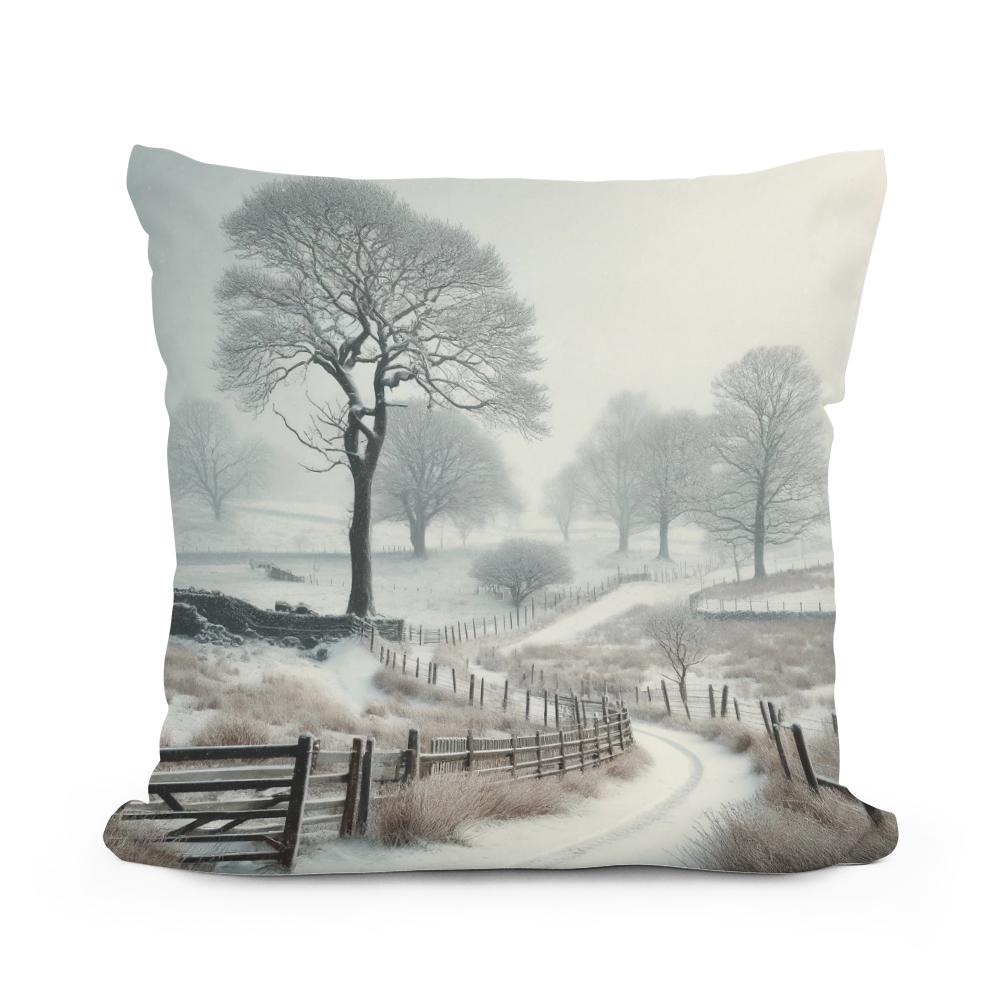 Winter Countryside Cotton Cushion