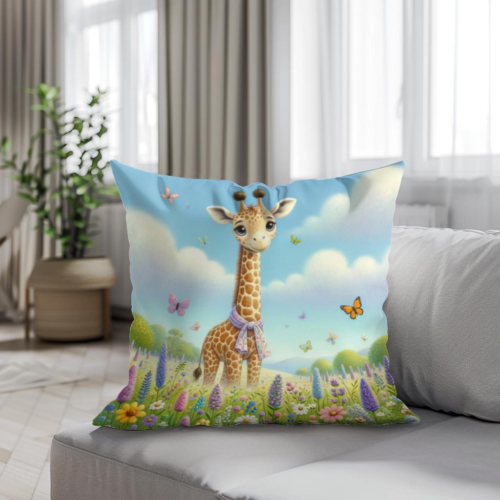 Giraffe Garden Cotton Cushion