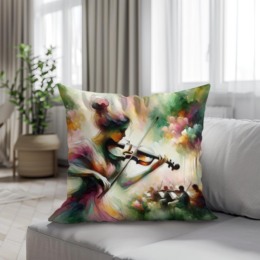 Garden Violinist Cotton Cushion