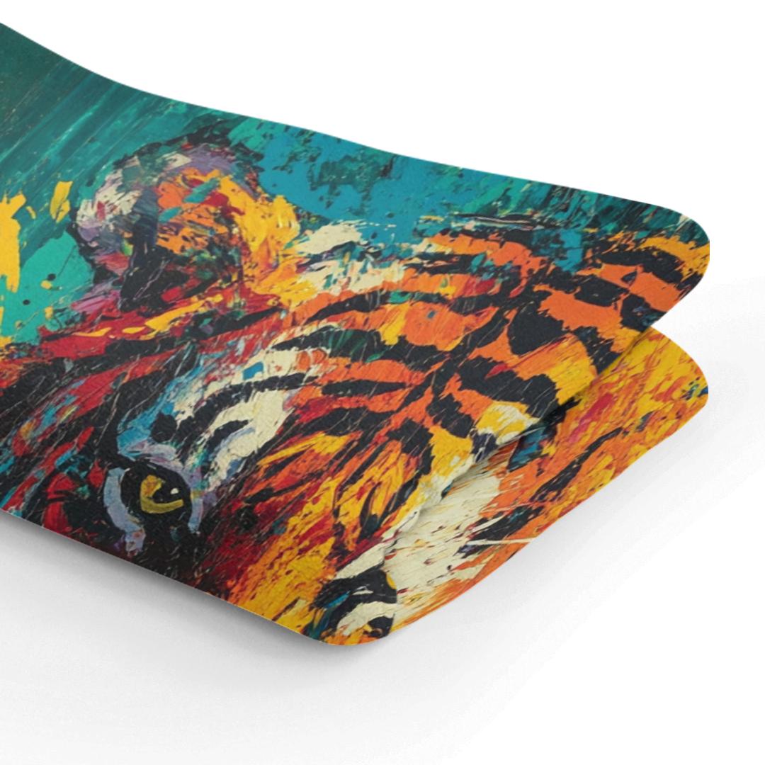 Fierce Tiger on Green Blanket