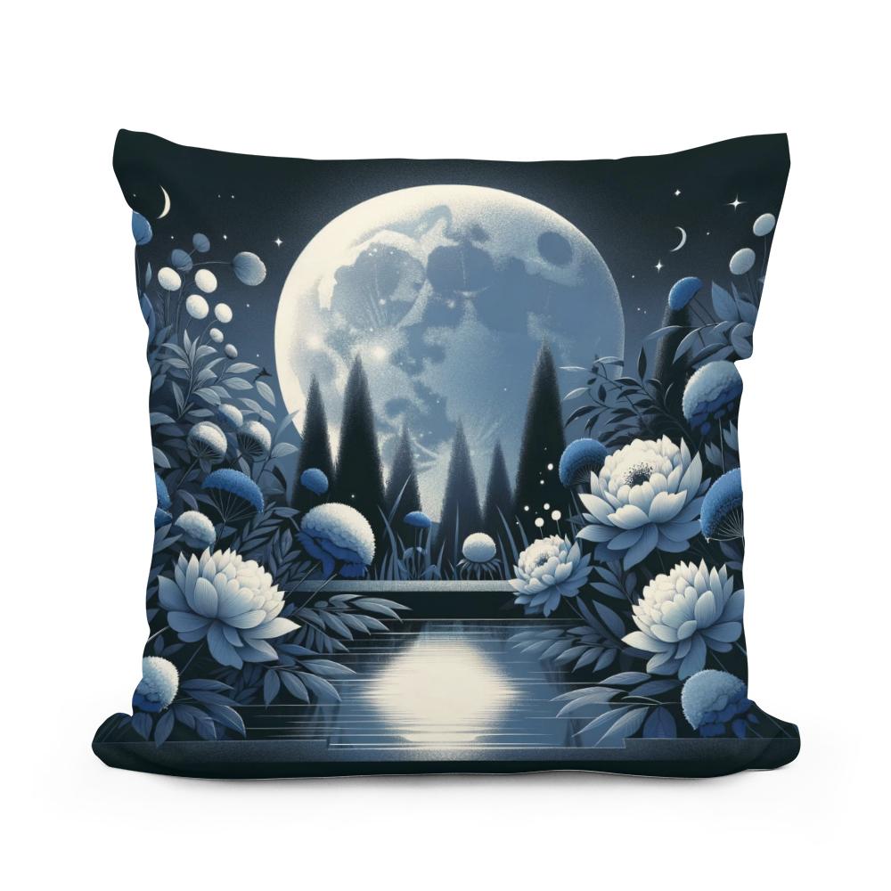 Moonlit Blossom Cotton Cushion