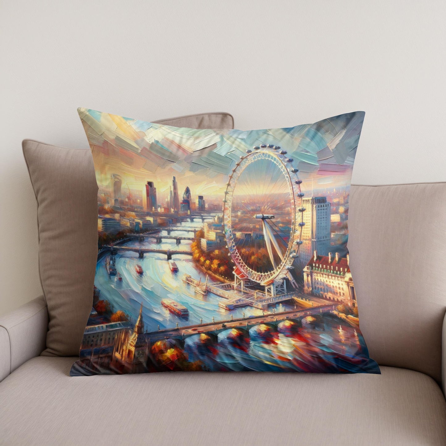 London Eye Impressionist Vista Cotton Cushion