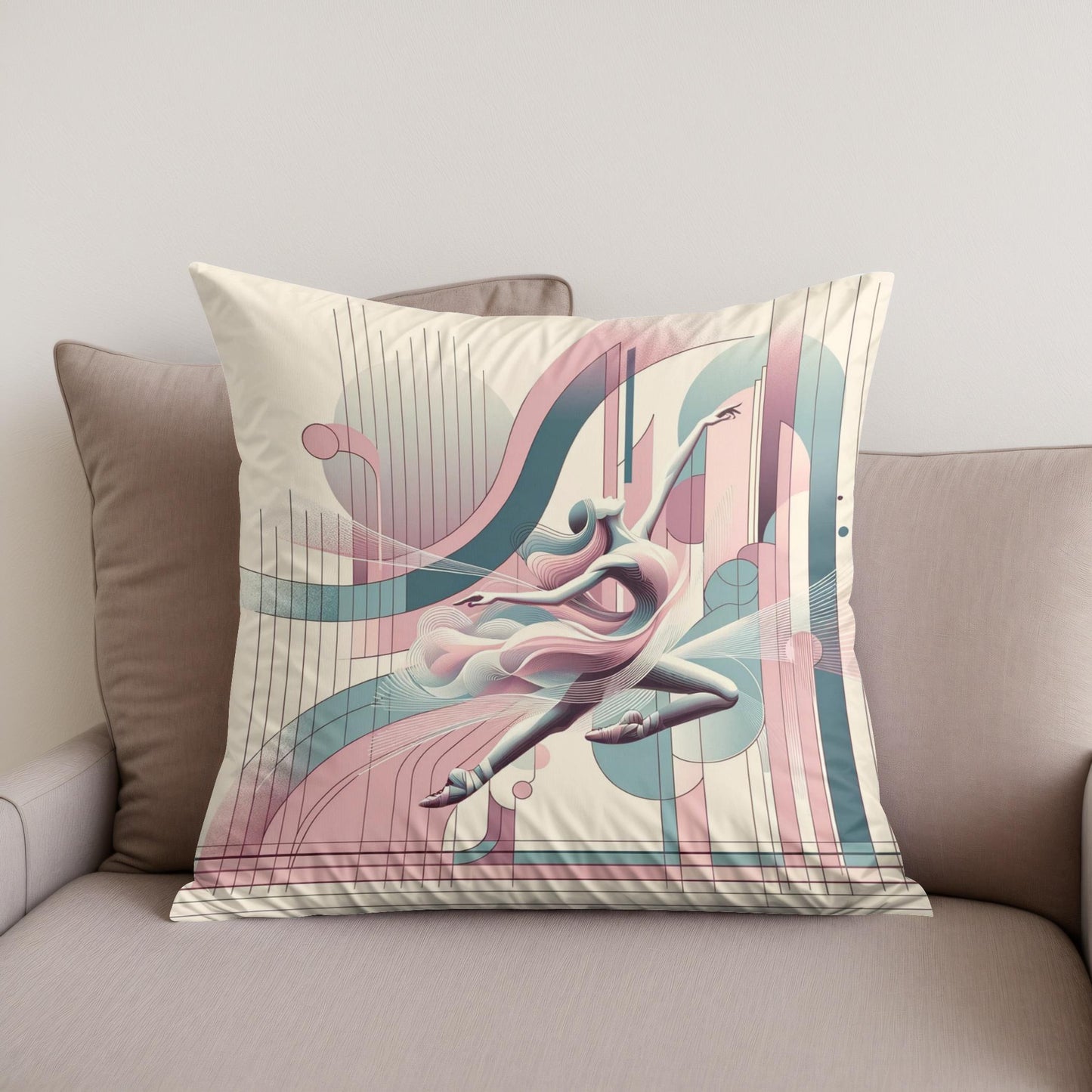 Rhythmic Whispers: Pastel Pulse Cotton Cushion