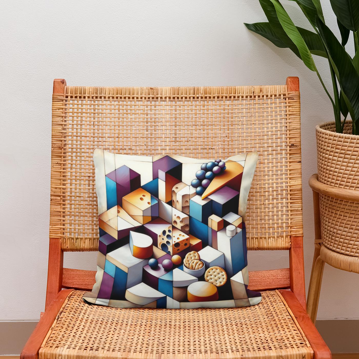 Cheese Platter Geometry Cotton Cushion