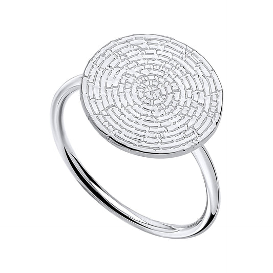 Beginnings Ripple Texture Round Disc Ring