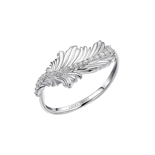 Laura Ashley Silver Plume Feather Ring