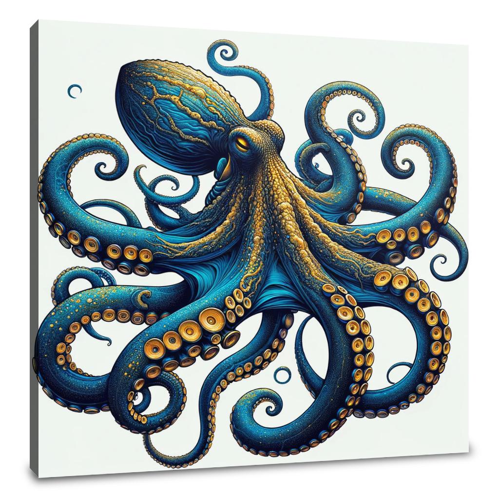 Oceanic Splendour: The Blue Octopus Canvas