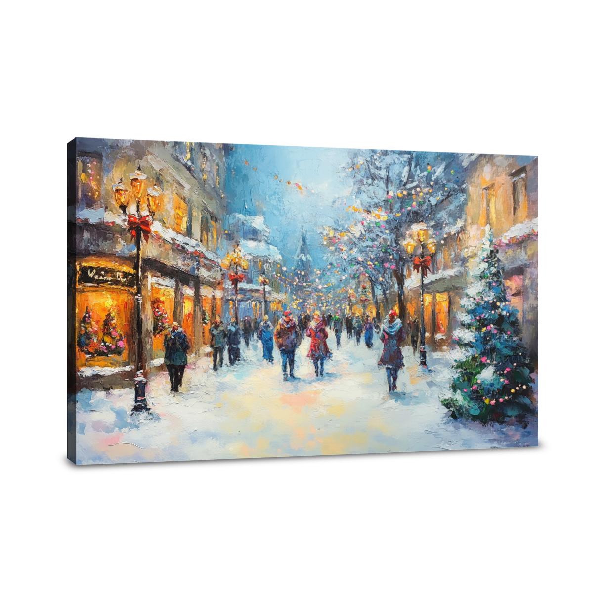 Festive Winter Street Canvas