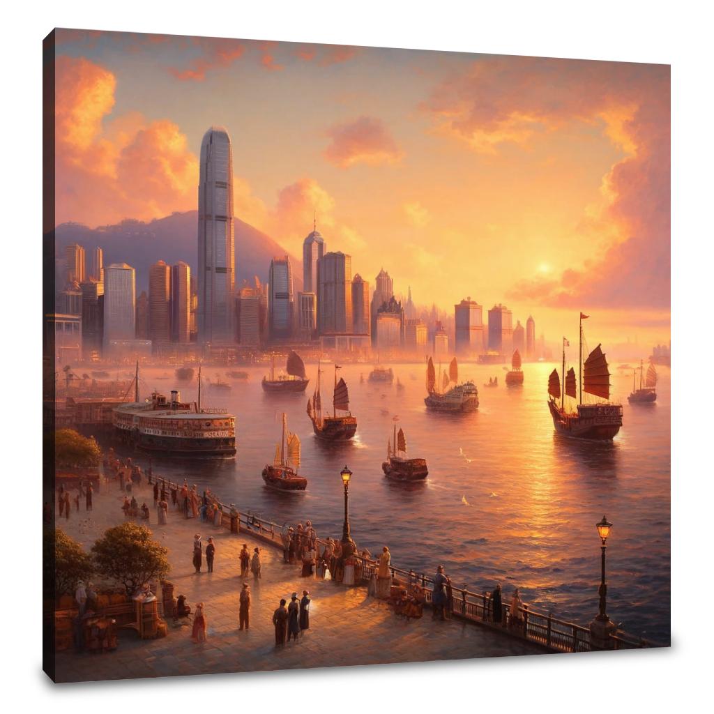Sunset Over Victoria Harbour Canvas