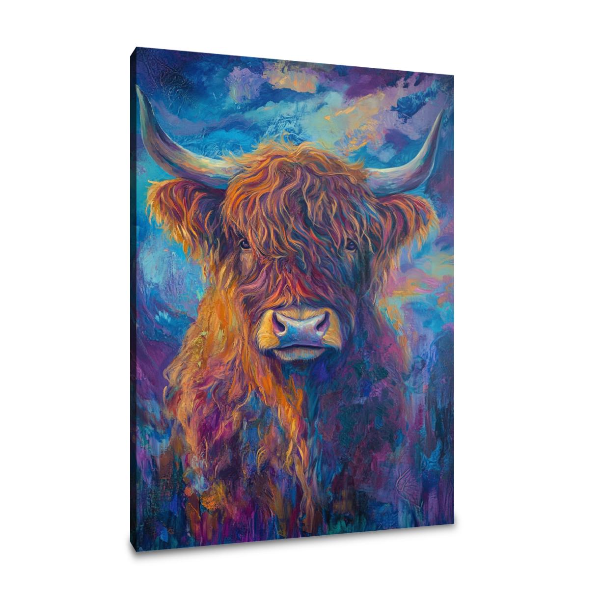 Twilight Highland Cow Canvas
