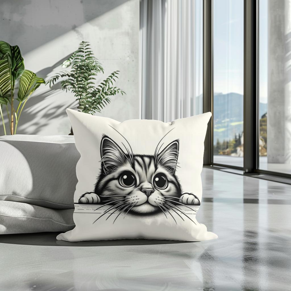 Curious Cat Cotton Cushion