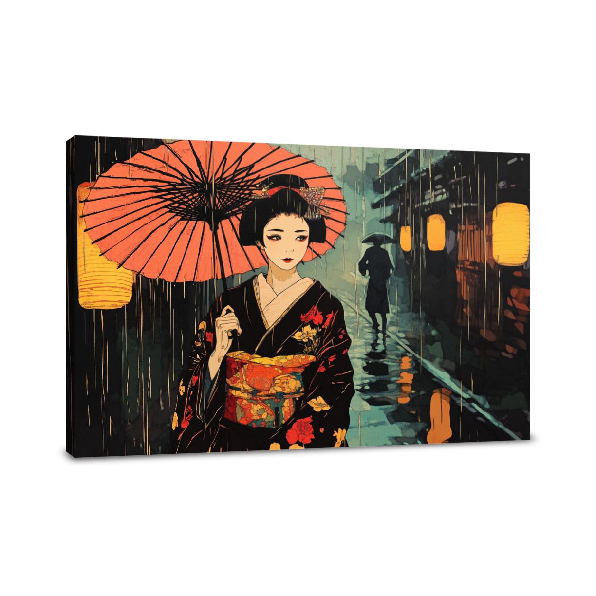 Geisha in the Rain Canvas