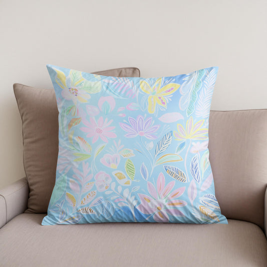 Pastel Folk Blossoms Cotton Cushion