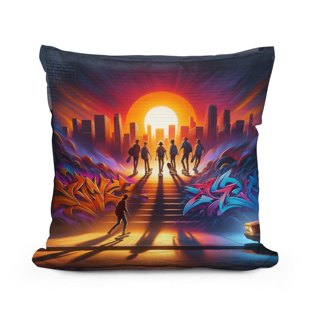 Sunset Skate Session Cotton Cushion