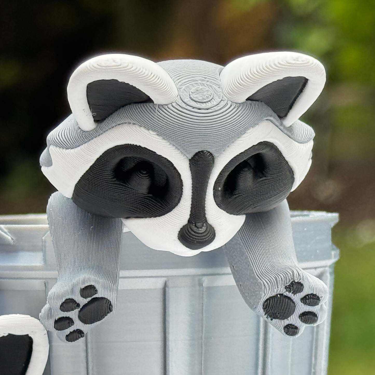 3D Printed Raccoon in a Trash Can | Articulated Desk Toy & Unique Gift