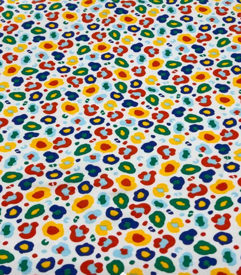 Rainbow Leopard Cotton Stretch Jersey 200 GSM 95/5 Lycra 4 Way Stretch