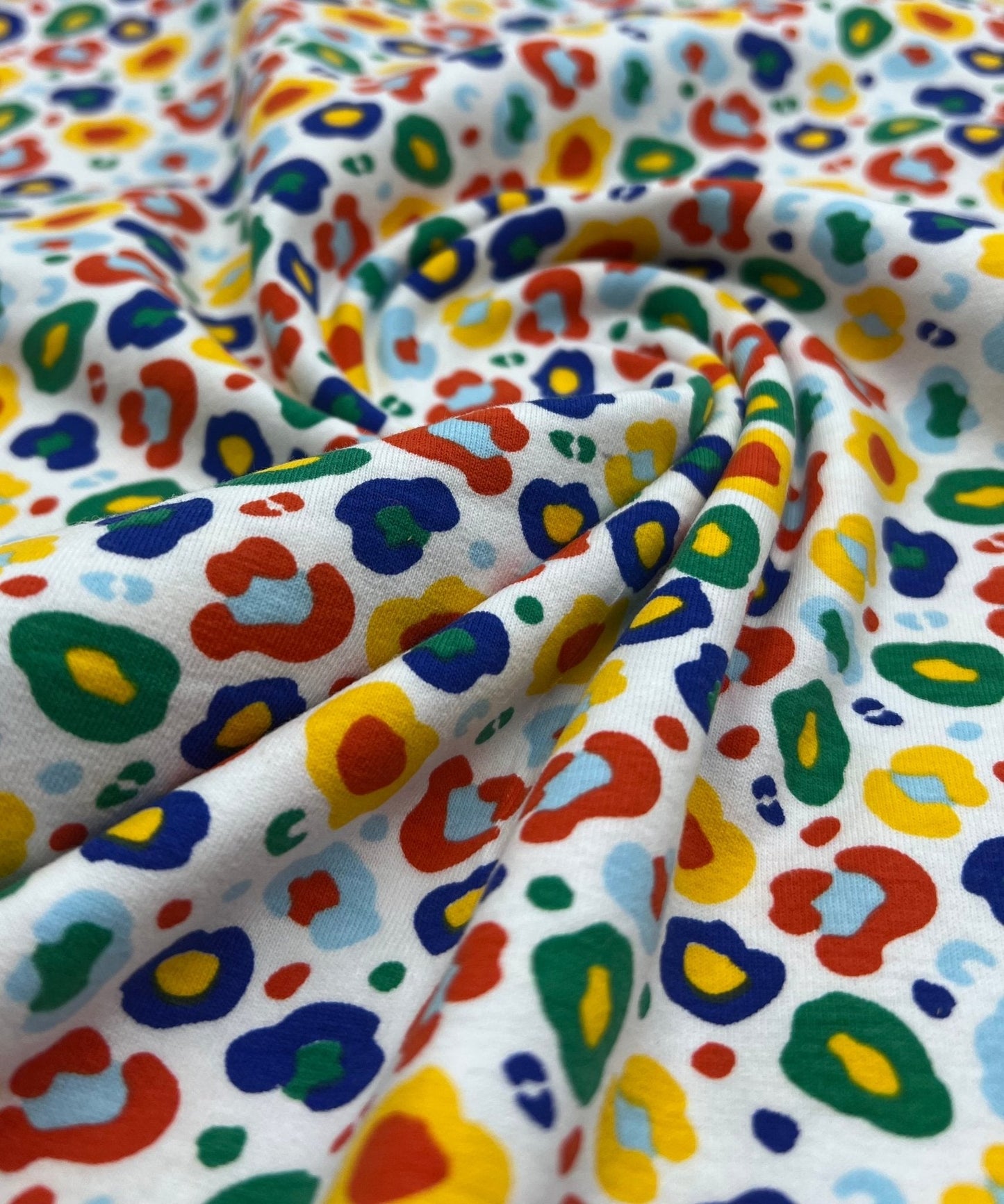 Rainbow Leopard Cotton Stretch Jersey 200 GSM 95/5 Lycra 4 Way Stretch
