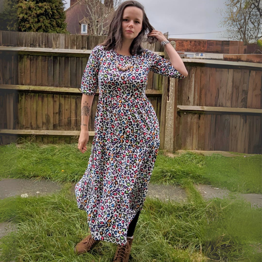 The Midi Breastfeeding Dress - Rainbow Leopard
